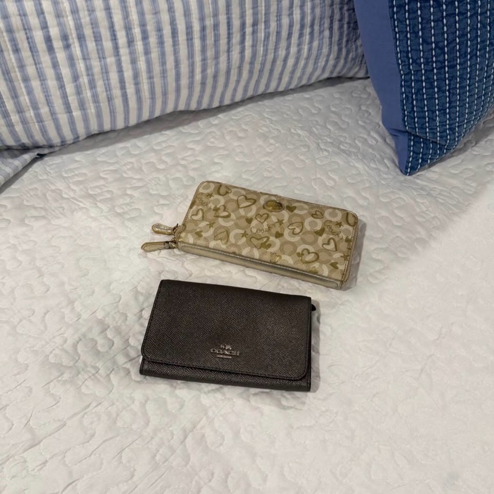 Coach Tan and Brown Wallet Set
